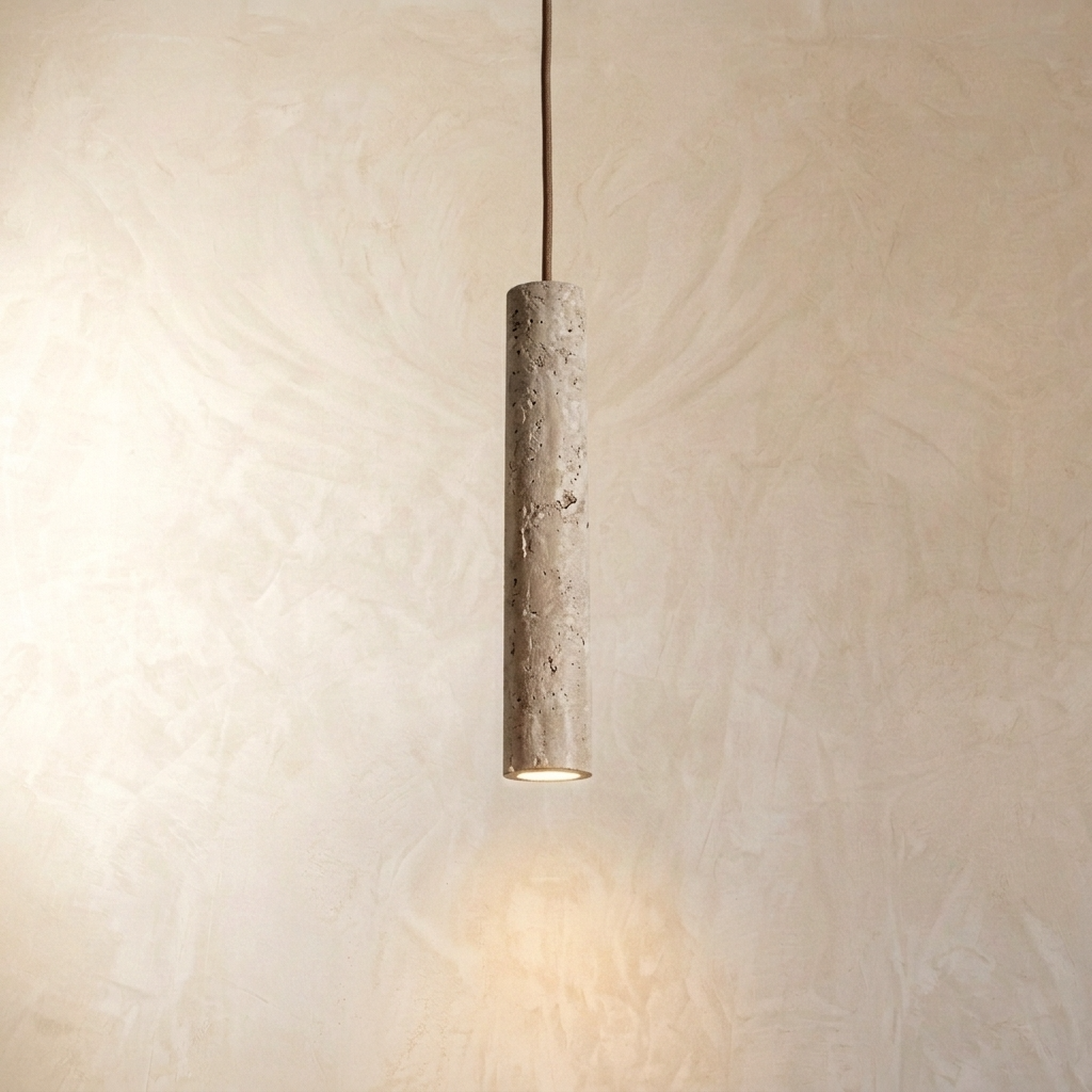 Natural Travertine Stone Linear Slim Pendant Light