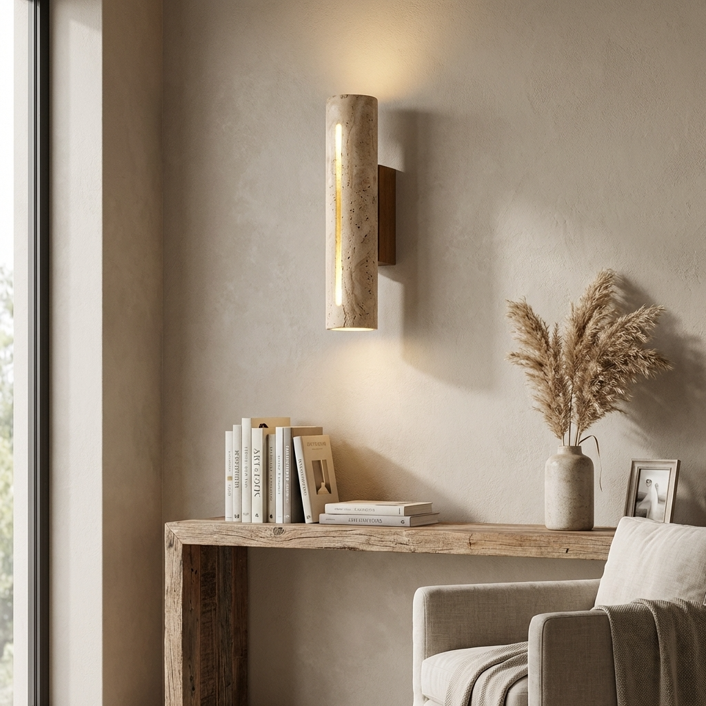 Natural Travertine Stone Linear Wall Light