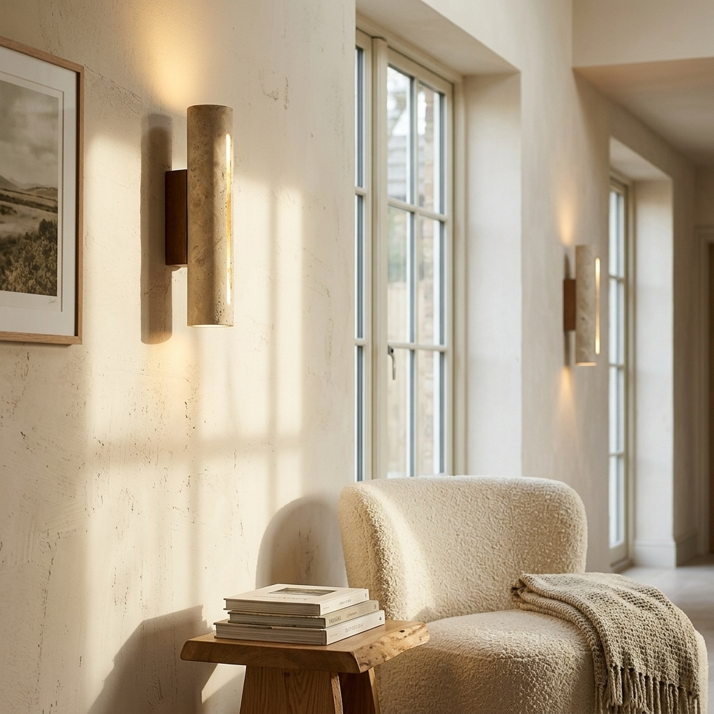 Natural Travertine Stone Linear Wall Light