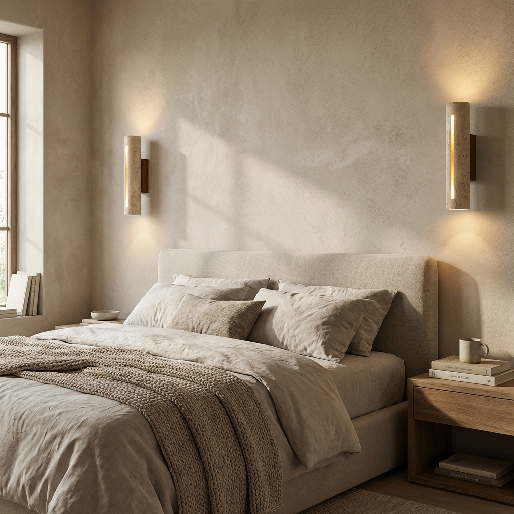 Natural Travertine Stone Linear Wall Light