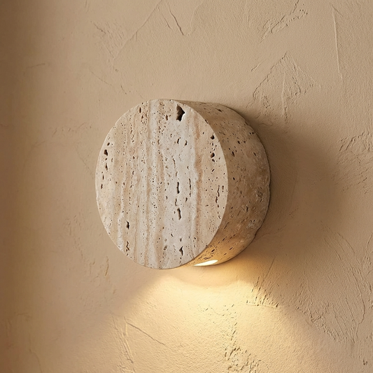 Natural Travertine Stone Round Down Wall Light