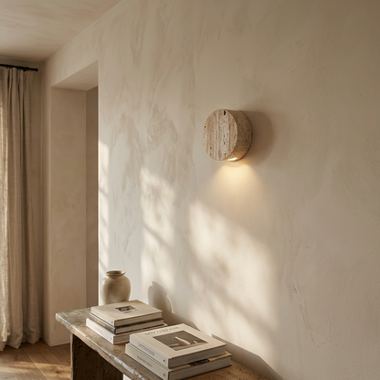 Natural Travertine Stone Round Down Wall Light
