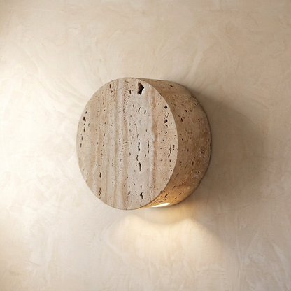 Natural Travertine Stone Round Down Wall Light