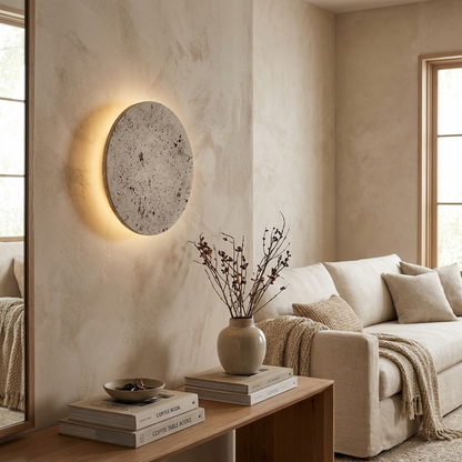 Natural Travertine Stone Round Wall Light