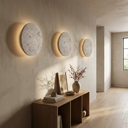 Natural Travertine Stone Round Wall Light