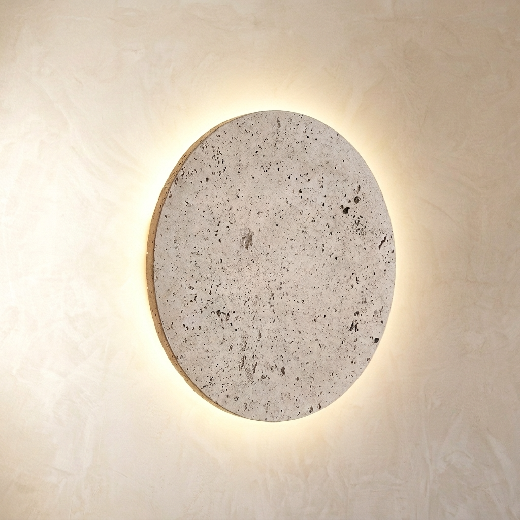 Natural Travertine Stone Round Wall Light