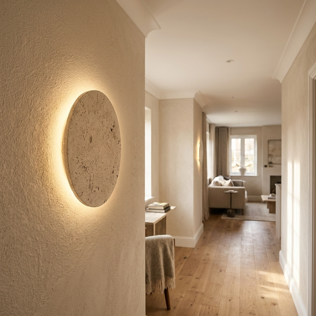 Natural Travertine Stone Round Wall Light