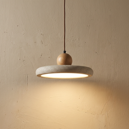 Natural Travertine Stone Slim Disc Pendant Light