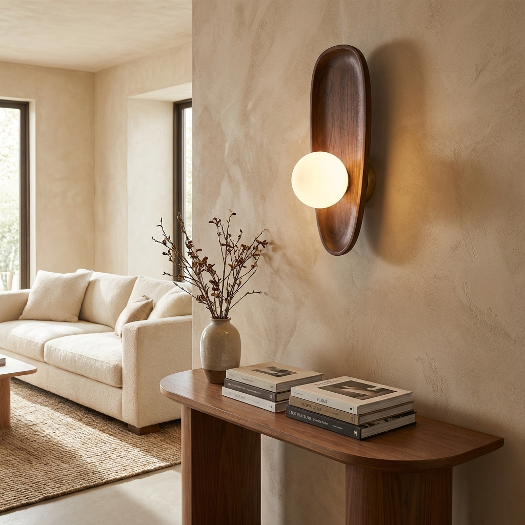Natural Wood Vintage Wall Light