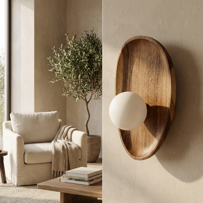 Natural Wood Vintage Wall Light
