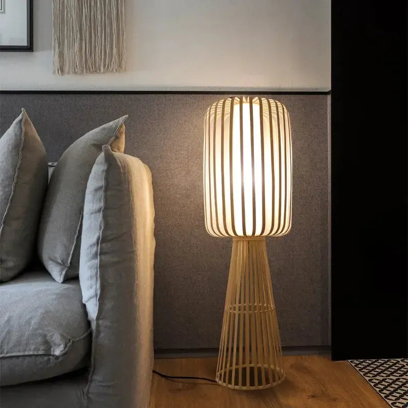 Nordic Bamboo Wooden Floor Lamp