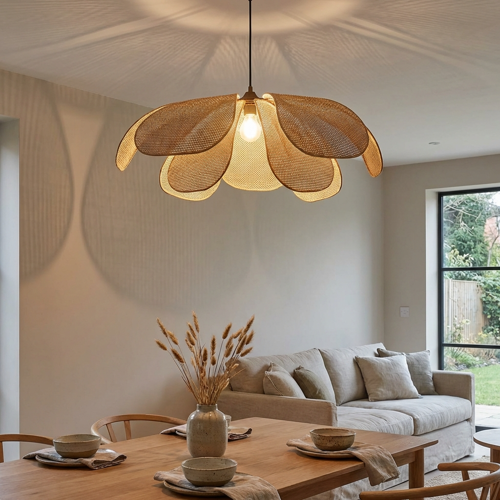 Rattan Woven Petal Pendant Lamp