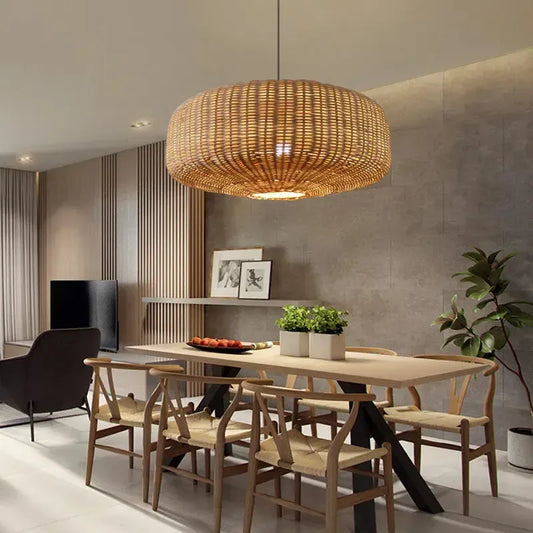 Retro Japanese Style Handmade Rattan Chandelier