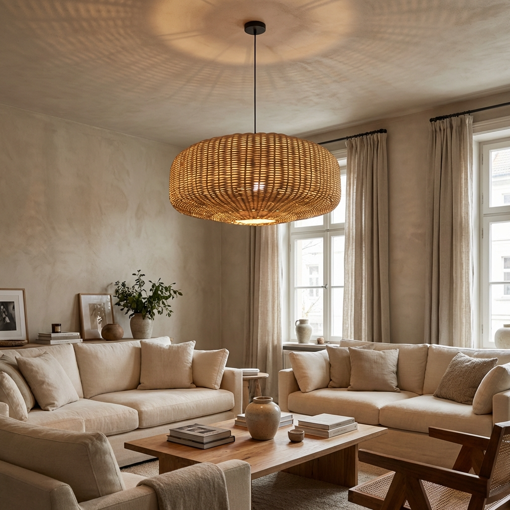 Retro Japanese Style Handmade Rattan Chandelier