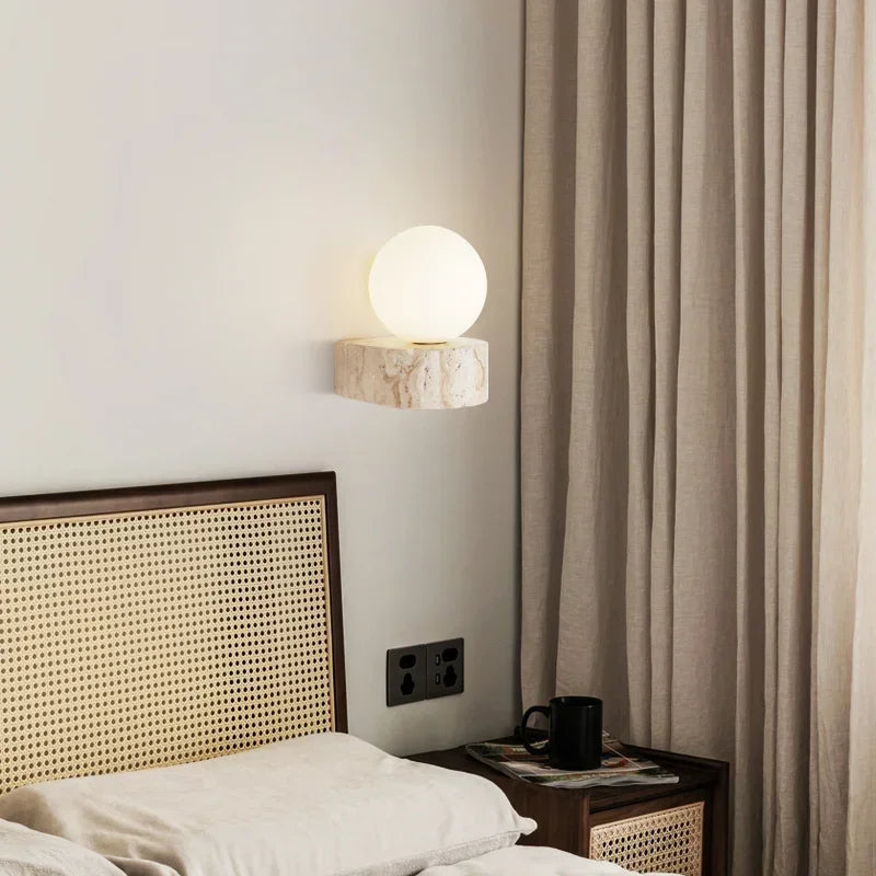 Vintage Natural Stone Ball Wall Lamp