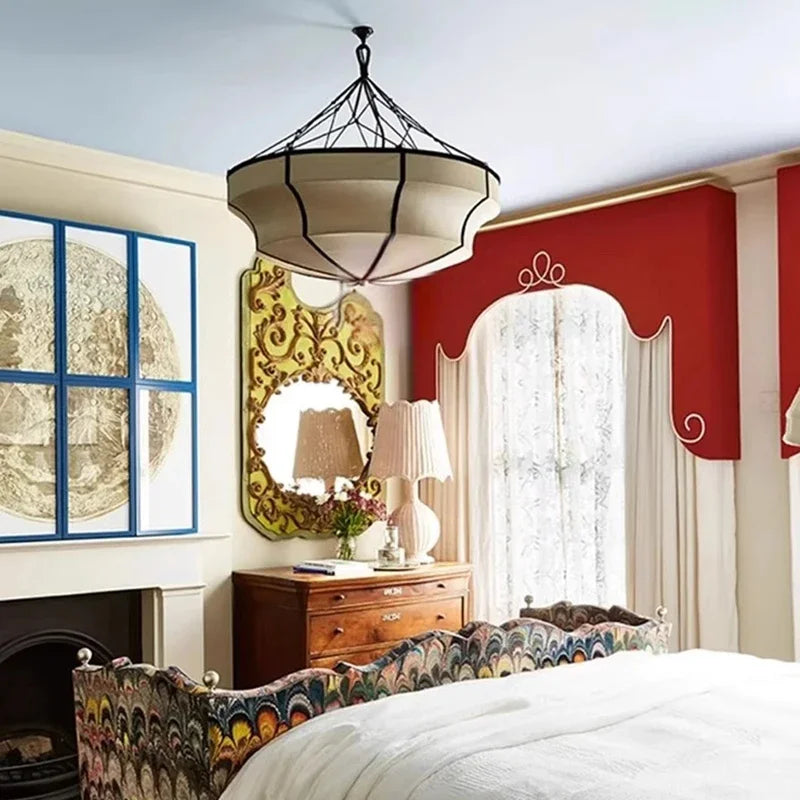 Traditional Japanese Wabi Sabi Fabric Chandelier