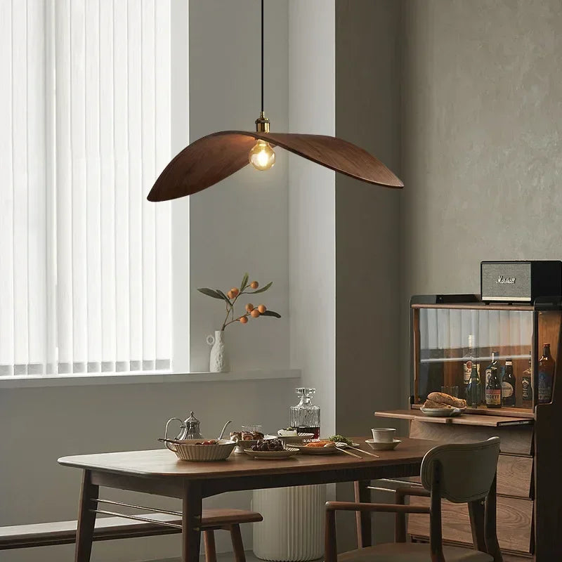 Japanese Zen Wabi Sabi Walnut Ceiling Pendant