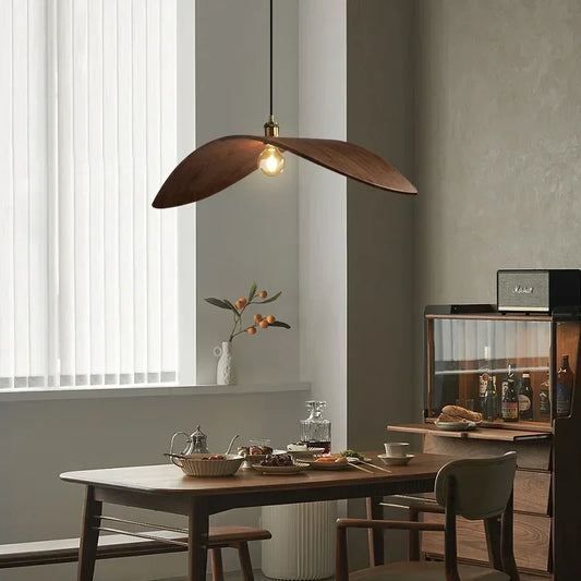 Japanese Zen Wabi Sabi Walnut Ceiling Pendant