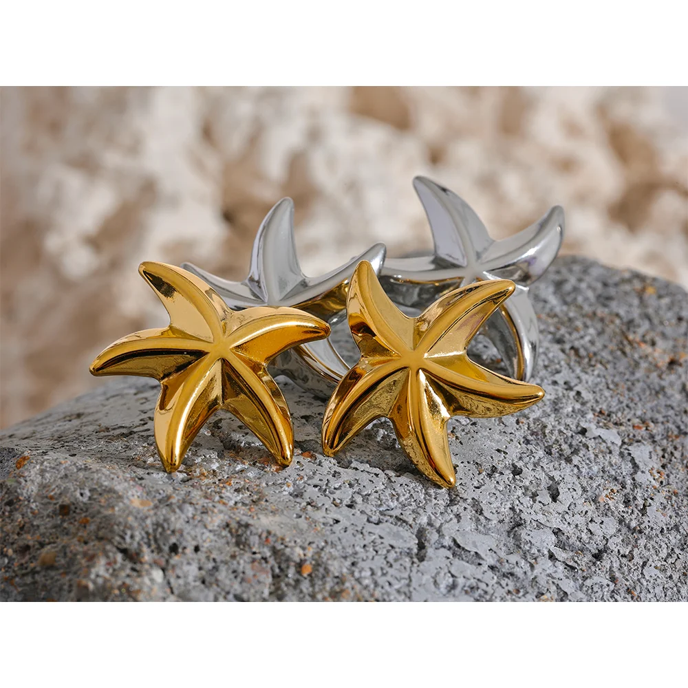 Large Starfish Hoop Earrings