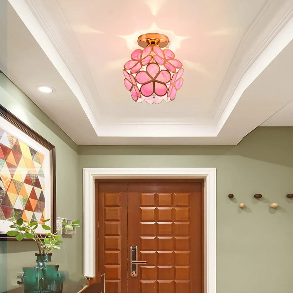 Floral Design Glass Ceiling Light