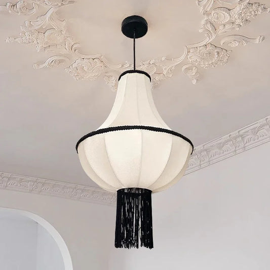 Japanese Retro Wabi Sabi White Cloth Ceiling Light