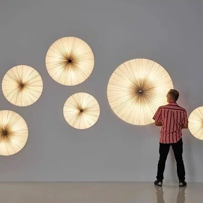 Thin Japanese Wabi Sabi Cloth Pendant Light