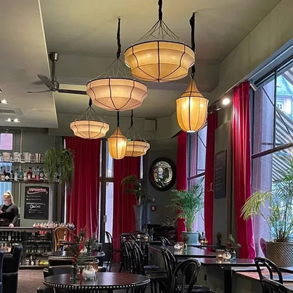 Traditional Japanese Wabi Sabi Fabric Chandelier