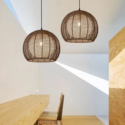 Japanese Wabi Sabi Circular Hemp Rope Ceiling Light