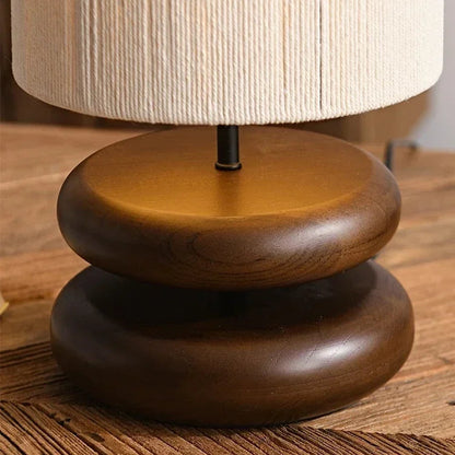 Japanese Walnut Wood Table Lamp