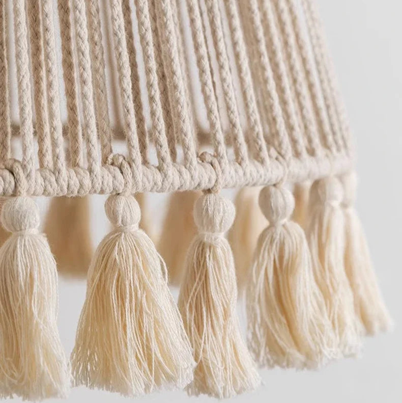Japanese Wabi Sabi White Rattan Hemp Ceiling Light