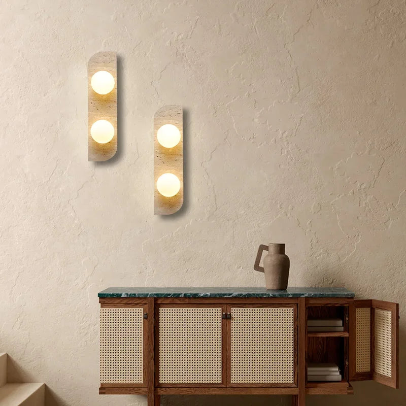 Natural Stone Multi-Ball Wall Lamp