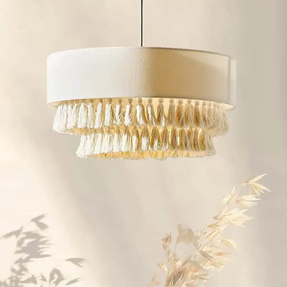 Japanese Wabi Sabi Fabric Beige Chandelier