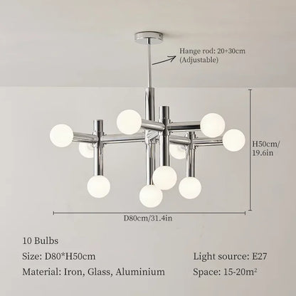 Nordic Chrome Glass Ball Ceiling Light
