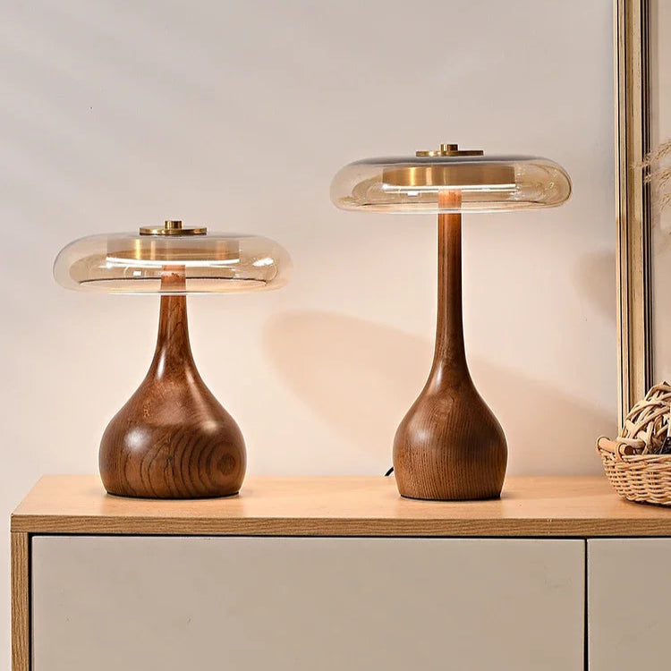 French Mushroom Wooden Table Lamp