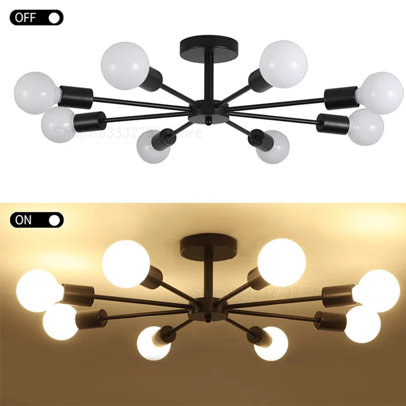 Modern Black 6/8 Head Chandelier