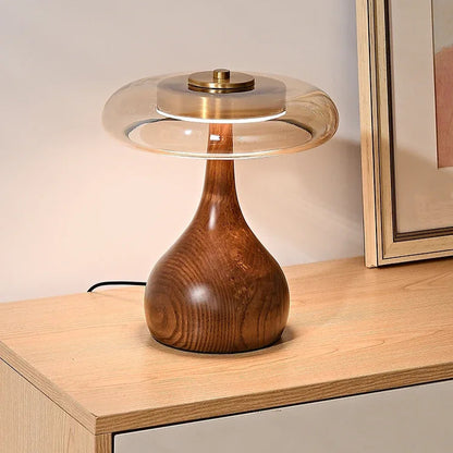 French Mushroom Wooden Table Lamp