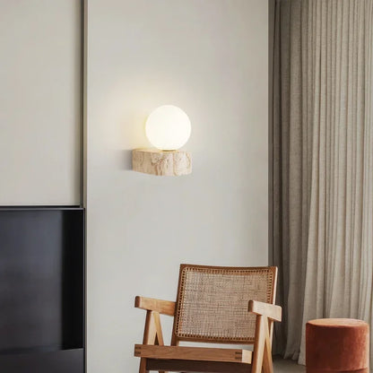 Vintage Natural Stone Ball Wall Lamp