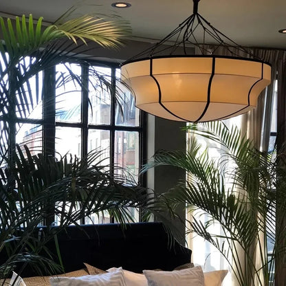 Traditional Japanese Wabi Sabi Fabric Chandelier