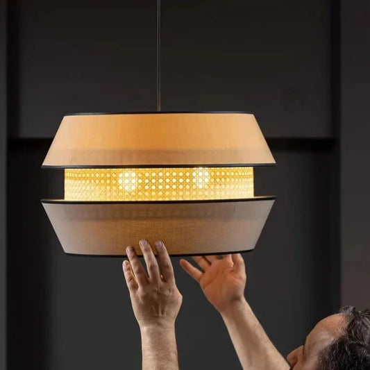 Modern Wabi Sabi Double Layer Fabric Chandelier