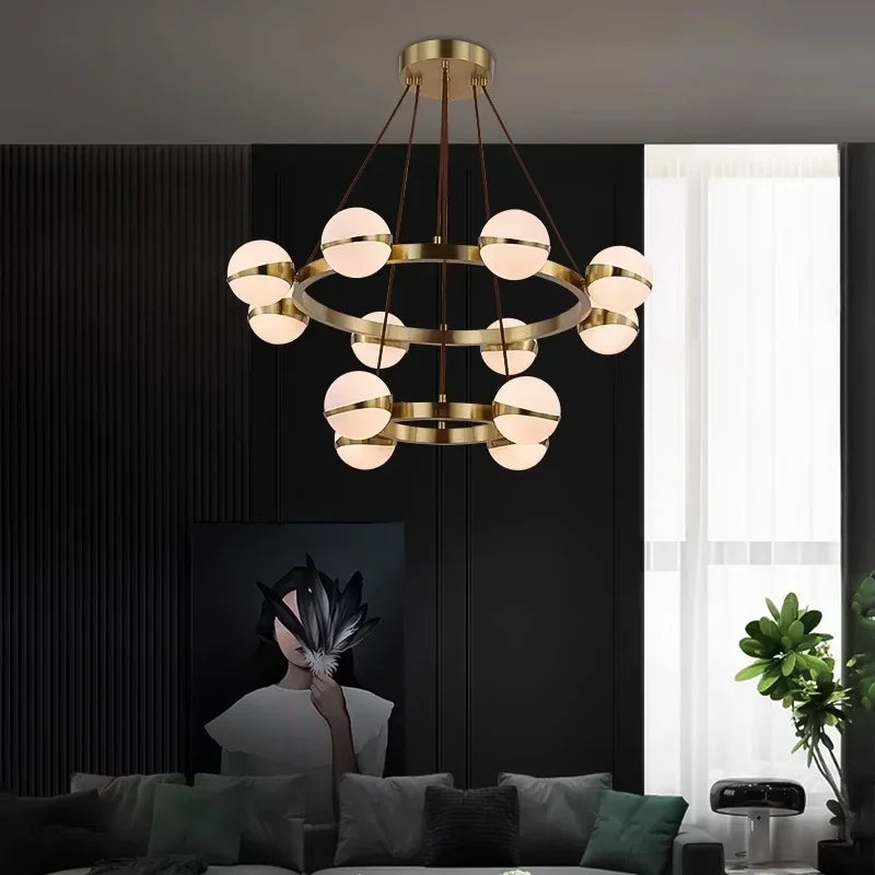 Crystal Ball Gold Chandelier