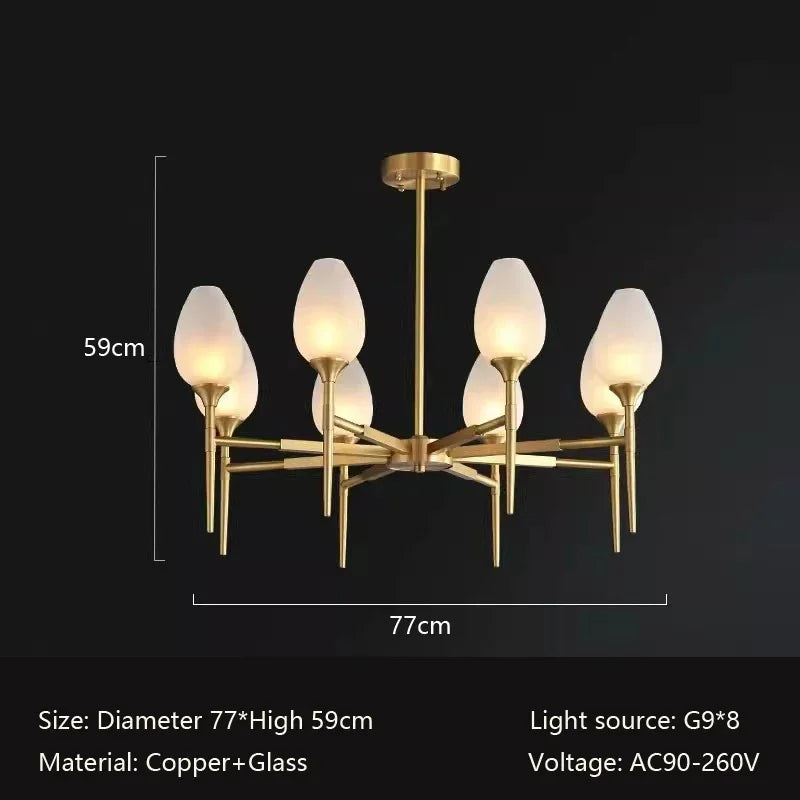 American Gold Glass Chandelier