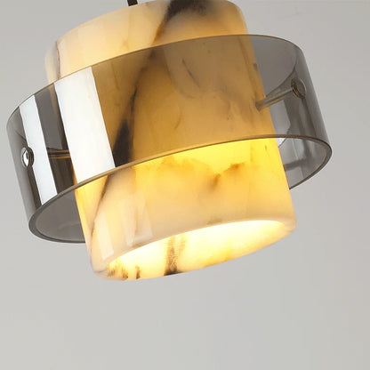 Natural Marble Flush Cylinder Pendant Light