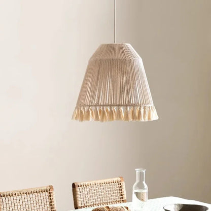 Japanese Wabi Sabi White Rattan Hemp Ceiling Light