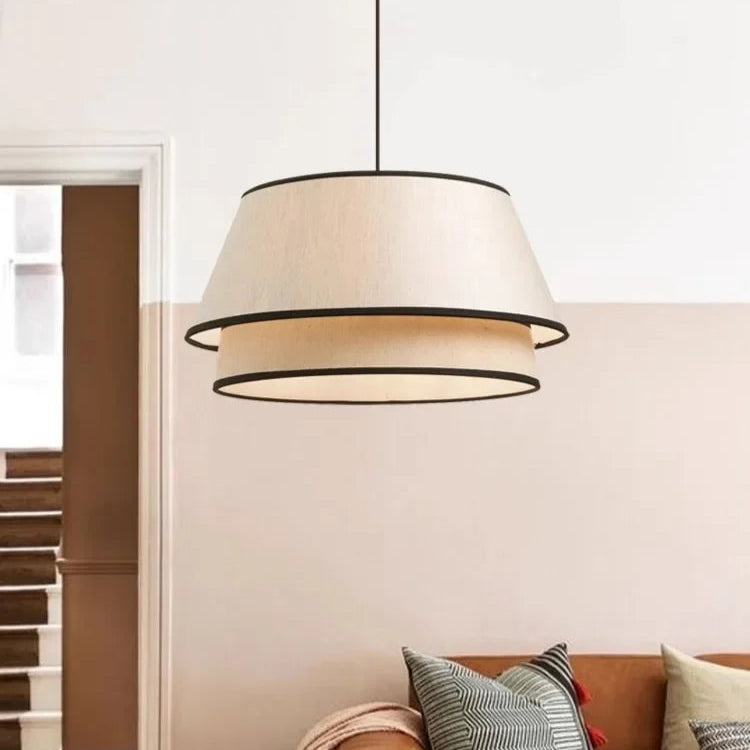 Japanese Traditional Fabric Double Layer Chandelier
