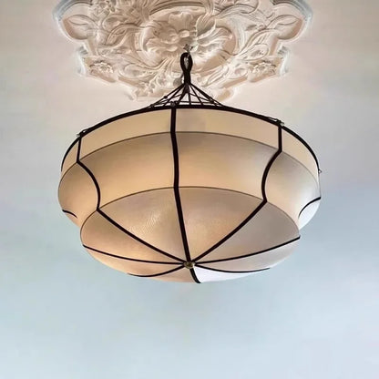Traditional Japanese Wabi Sabi Fabric Chandelier