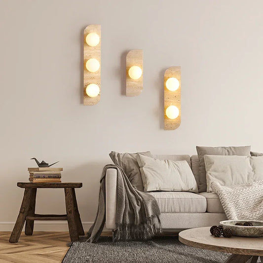 Natural Stone Multi-Ball Wall Lamp