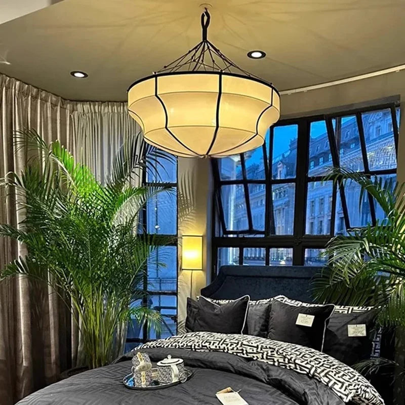 Traditional Japanese Wabi Sabi Fabric Chandelier