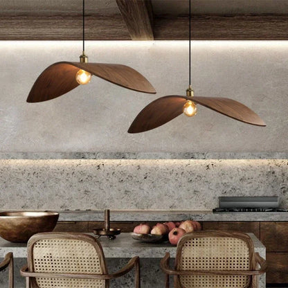 Japanese Zen Wabi Sabi Walnut Ceiling Pendant