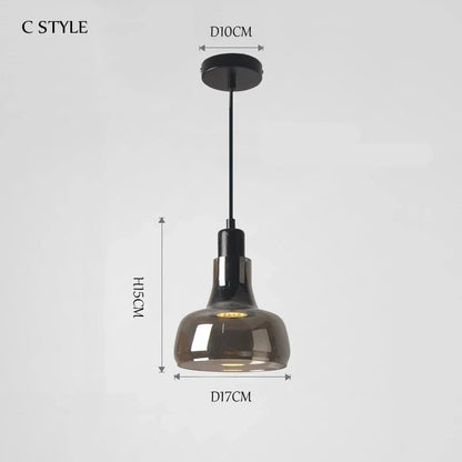 Nordic Smoke Grey Glass Pendant Lamp