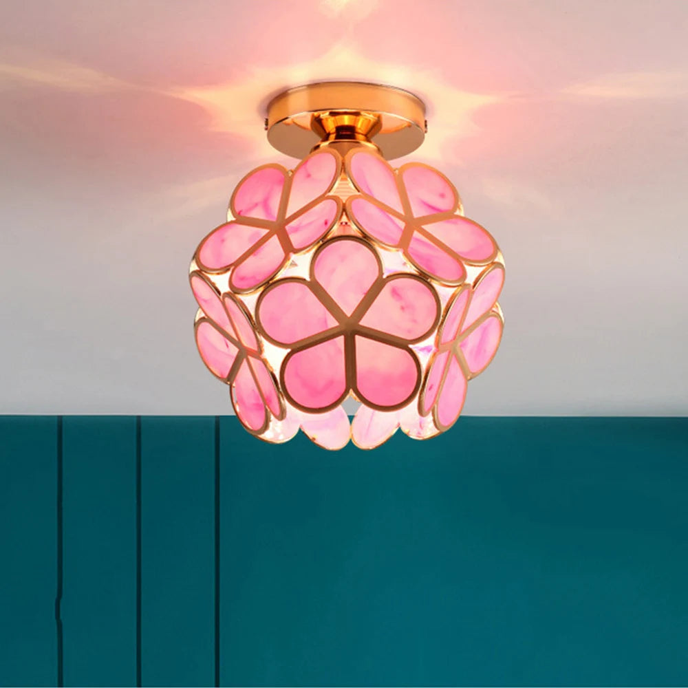 Floral Design Glass Ceiling Light